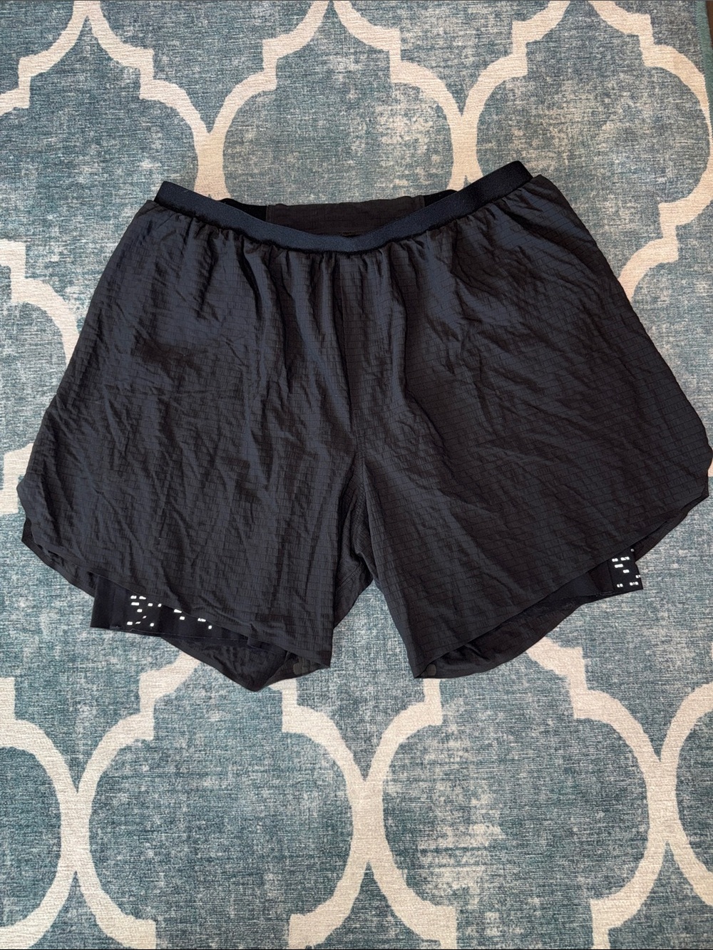lululemon athletica Surge Black Women's Layered lined Running Shorts size large